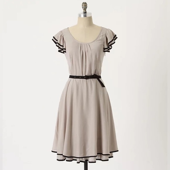 Maeve Dresses & Skirts - Anthropologie Maeve Time Gone By Dress Cream w/ Black Trim Size 4